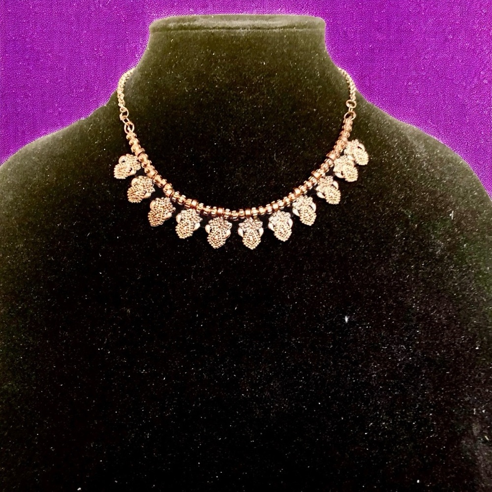 Vintage Copper Necklace Choker Dangling 13"